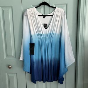 Y2K Bebe Womens Babydoll Ombré Chiffon Sleeve Mini Dress XS Fairy Mermaid Hippie